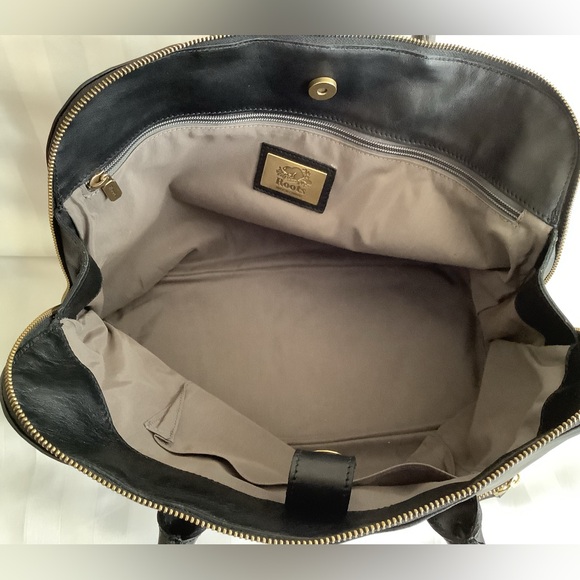 Roots Large Shirley Tote / Satchel / Crossbody / Shoulder Bag in Black Leather - Picture 9 of 15